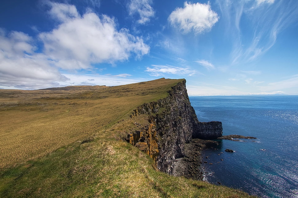 Iceland,  Sea,  Coast,  Cliff HD wallpaper