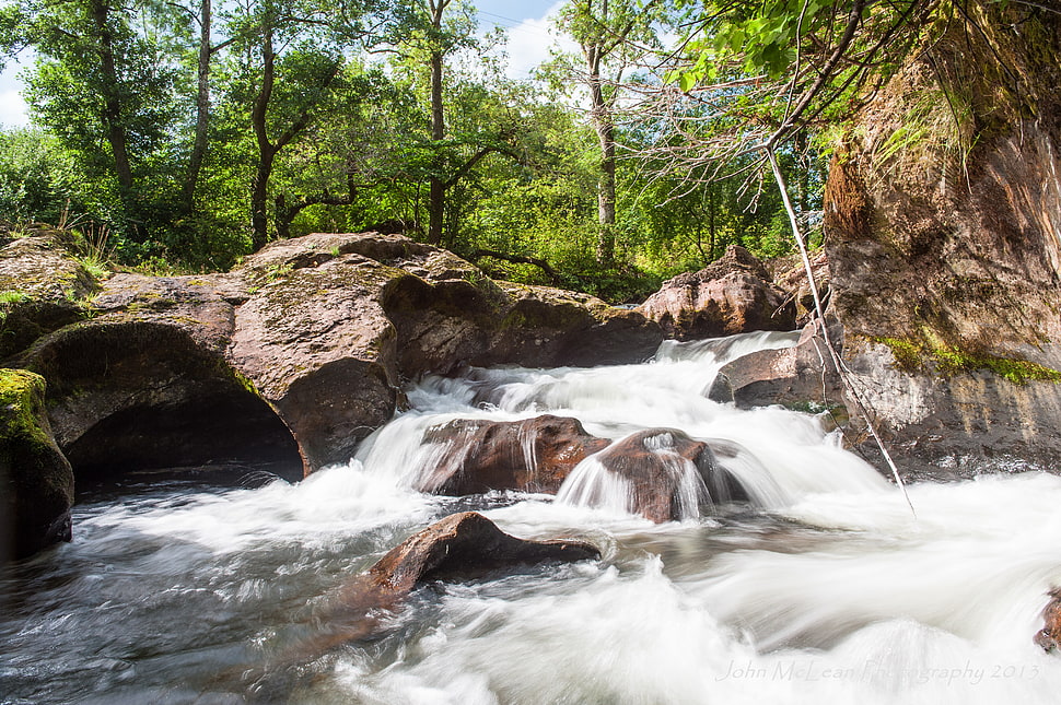 cascading waterfall photography HD wallpaper
