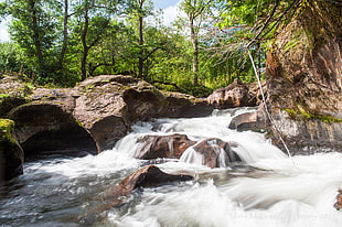 cascading waterfall photography HD wallpaper