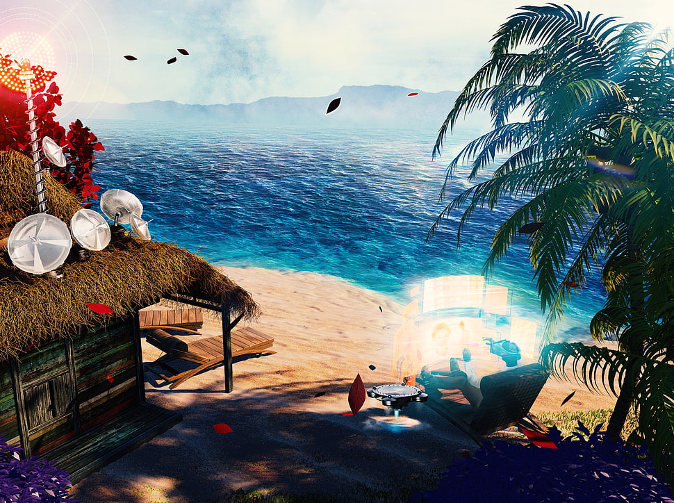game application screenshot, Luxury, Sci-Fi, Beach HD wallpaper