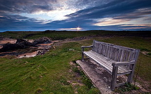gray and brown wooden bench HD wallpaper