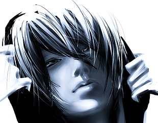 man with gray hair anime character illustration