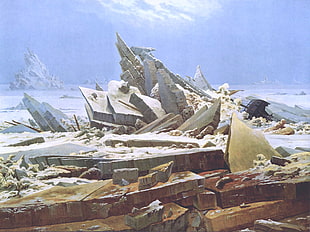 stone formation illustration, painting, landscape, Caspar David  Friedrich
