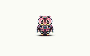 black and pink owl digital wallpaper