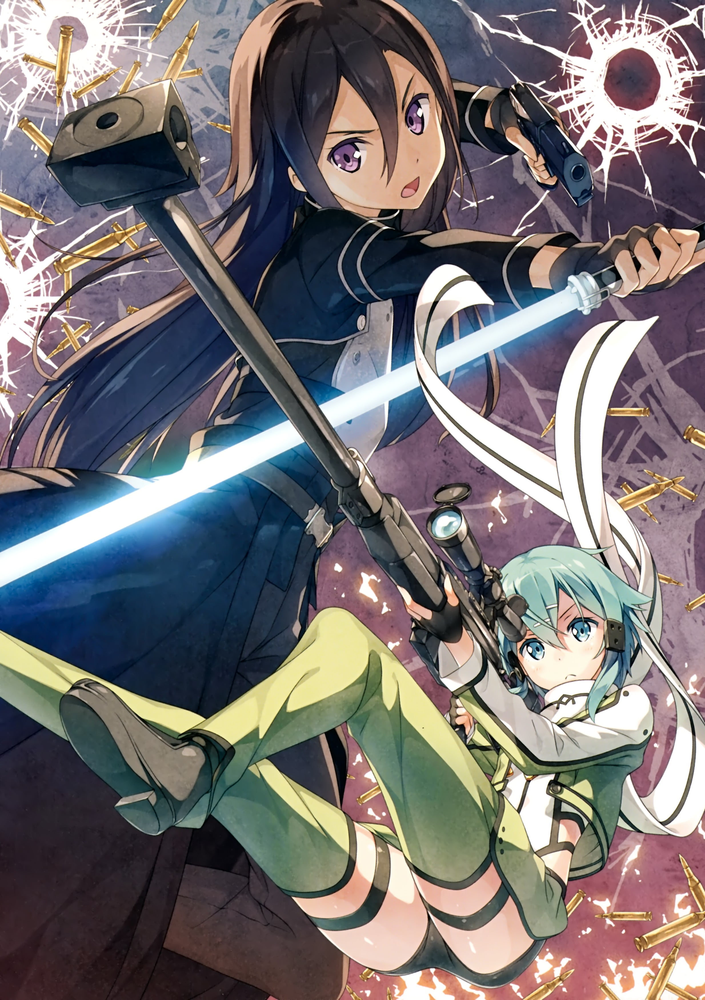 Green haired anime character illustration, Sword Art Online, Kirigaya  Kazuto, Asada Shino, Gun Gale Online HD wallpaper | Wallpaper Flare