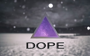 Dope text, triangle, space, star trails, dope