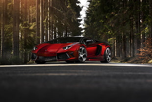 red and black Honda CBR, Lamborghini Aventador, car
