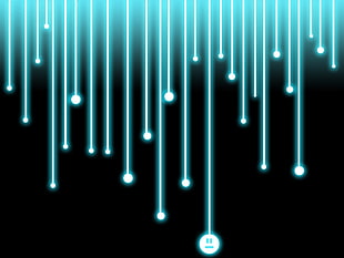 teal neon light with black background HD wallpaper