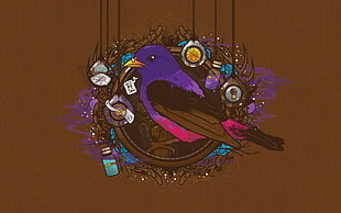 purple bird illustration, abstract, Jared Nickerson