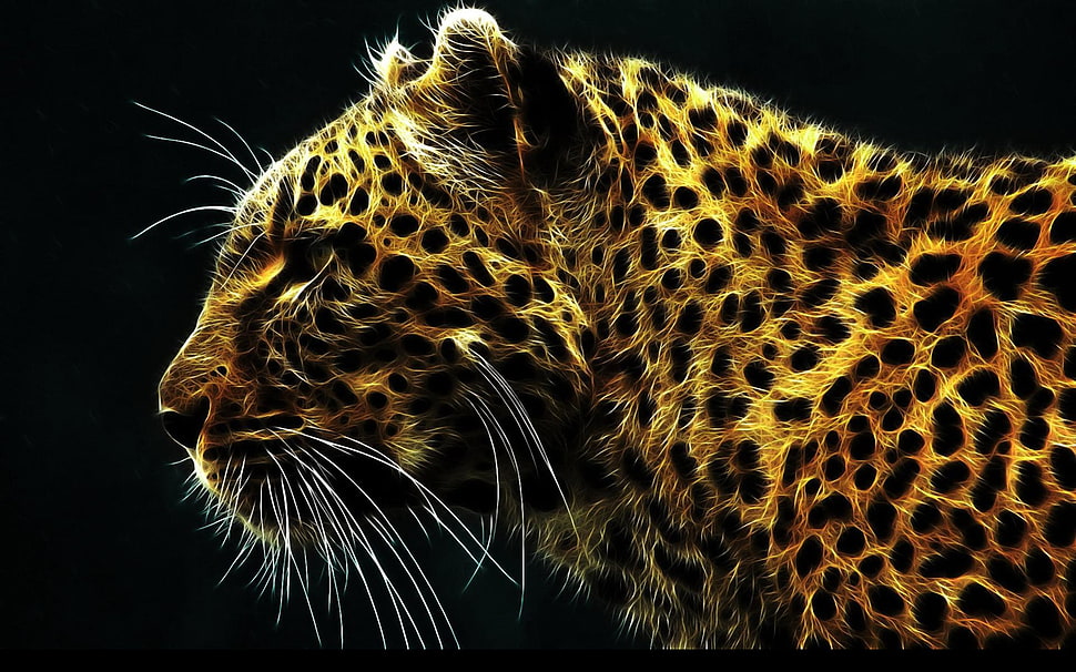 Cheetah digital wallpaper, Fractalius, animals, leopard (animal), digital art HD wallpaper