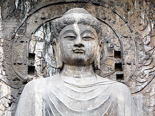 grey Buddha statue HD wallpaper