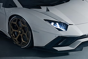 white Lamborghini headlight, Lamborghini Aventador S, Novitec Torado, 2018