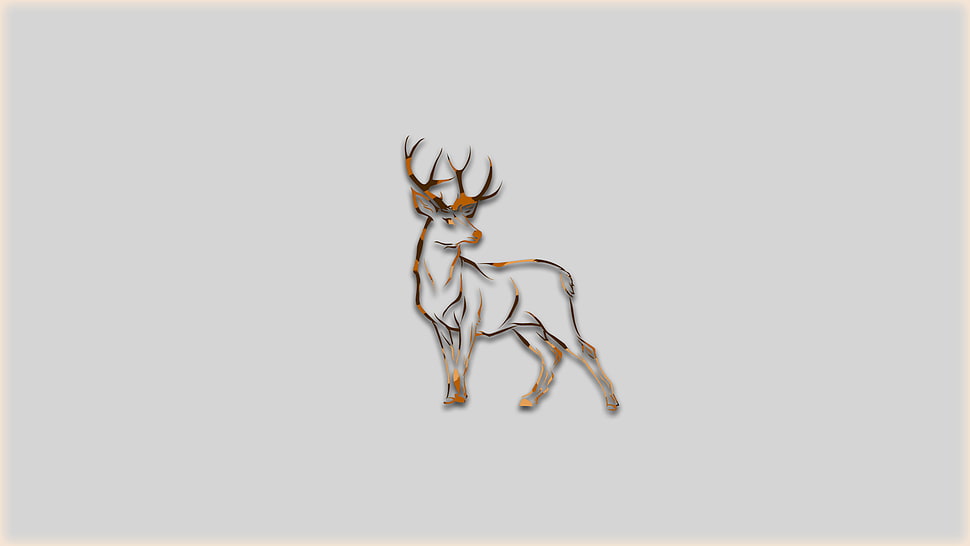 reindeer artwork, deer, simple, animals, brown HD wallpaper