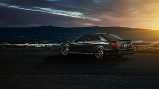 black Mercedes-Benz sedan, car, Mercedes-Benz, luxury cars