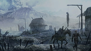 man and horse 3D wallpaper, The Witcher, Geralt of Rivia HD wallpaper