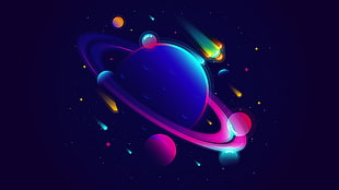 black and red plastic frame, vector, planet, space, meteors