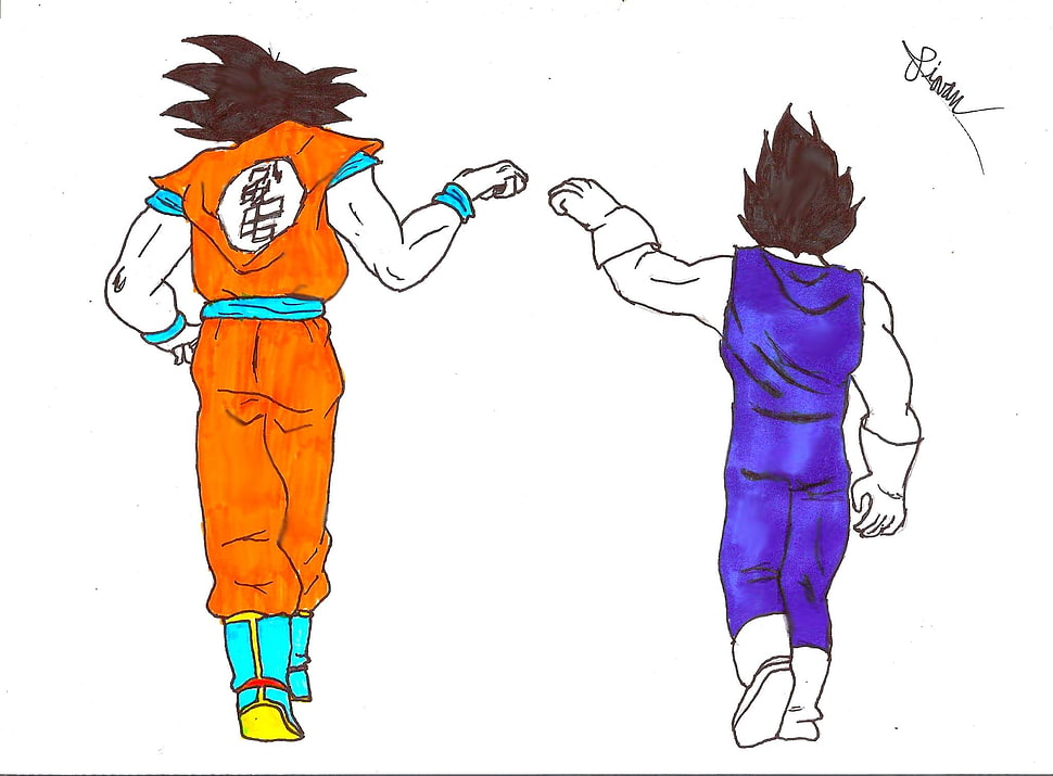 Vegeta and Goku drawing, Dragon Ball HD wallpaper