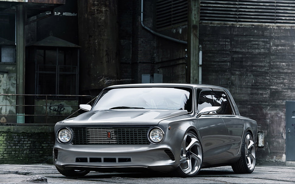 gray coupe HD wallpaper