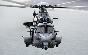 gray and black helicopter, Eurocopter EC725 Cougar, helicopters, vehicle HD wallpaper