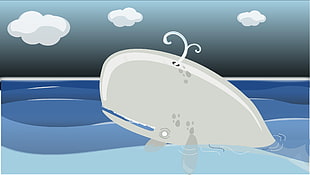 whale illustration, nature, animals, sea, Moby Dick