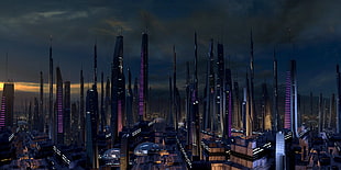 city digital wallpaper, science fiction, Mass Effect 2, concept art, Mass Effect