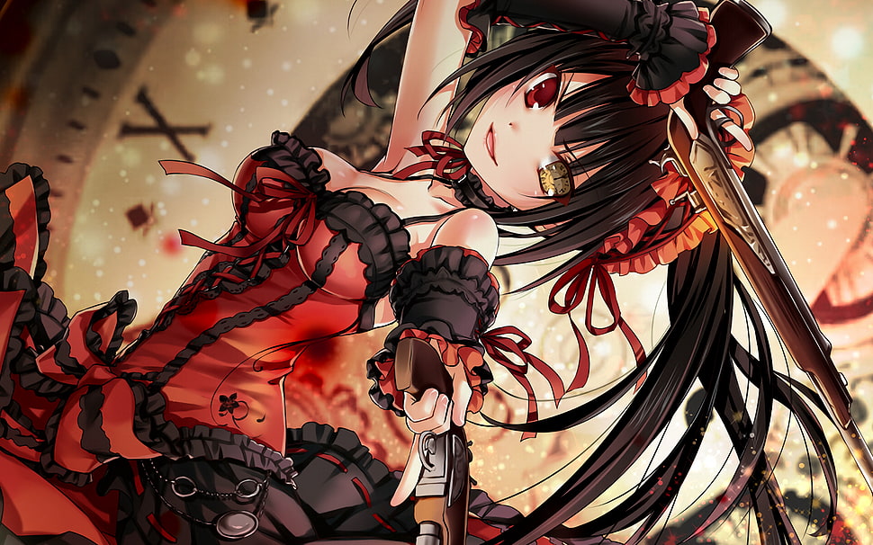 Black haired female anime character, Tokisaki Kurumi, Date A Live HD  wallpaper