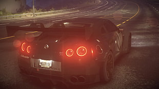 black Nissan coupe, Nissan GTR, Nissan GT-R R35, PlayStation 4, Need for Speed
