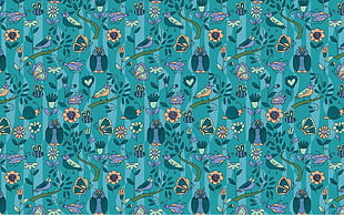 teal floral artwork