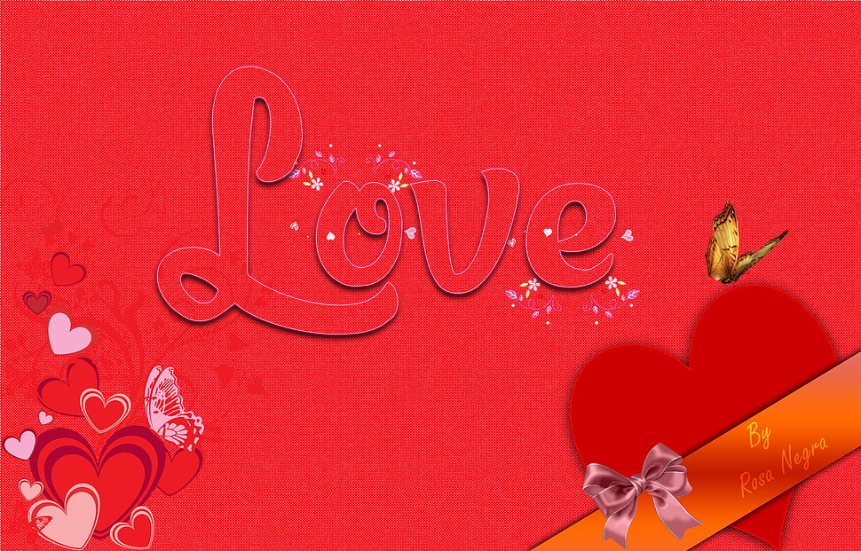 red Love signage, fantasy art HD wallpaper