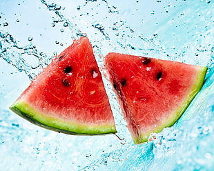 two sliced watermelon poster
