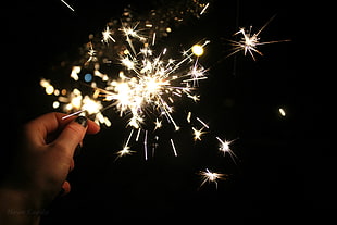 sparkler, New Year, sparkles, night, lights HD wallpaper