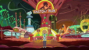 Anatomy Park illustration, Rick and Morty, theme parks, Morty Smith
