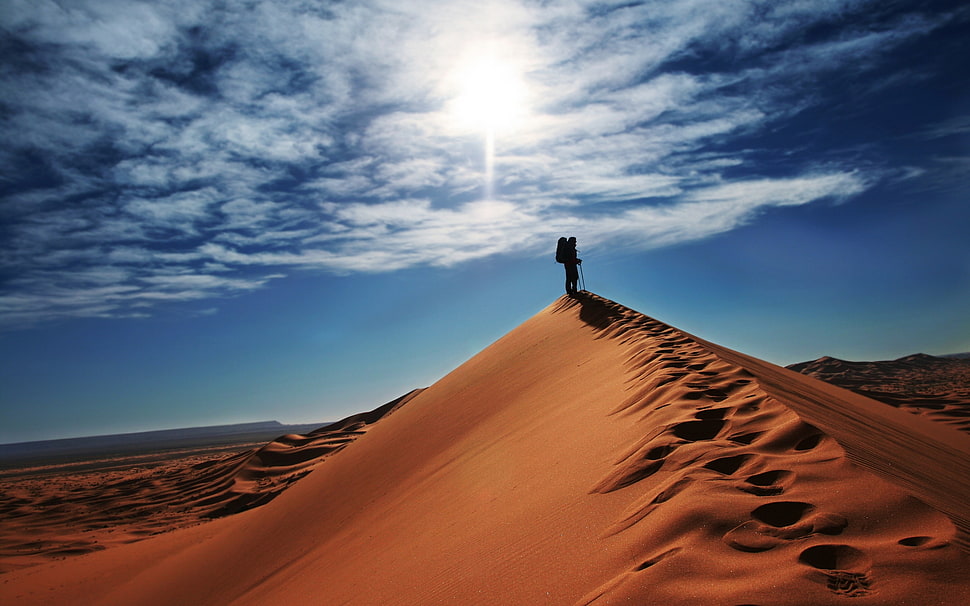 person on desert during daytime HD wallpaper