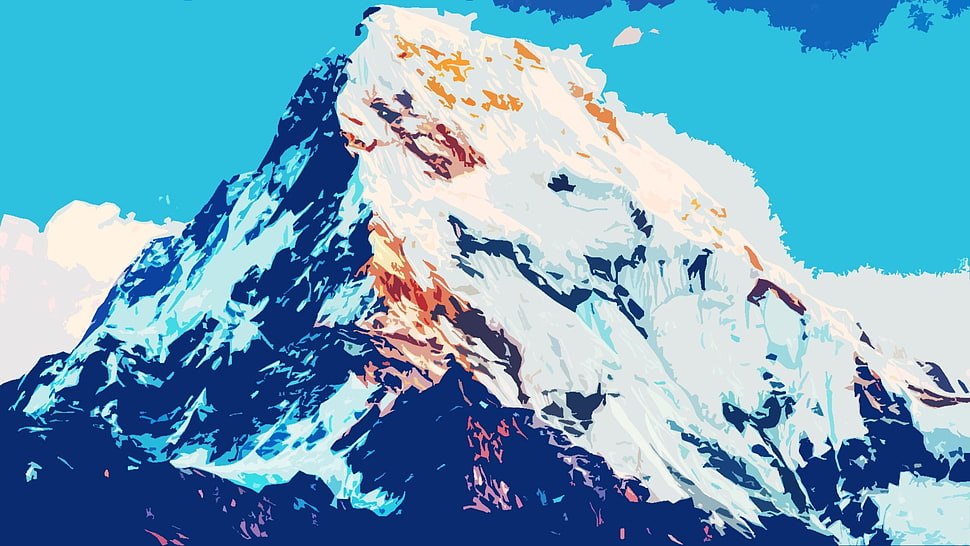 mountain covered with ice painting HD wallpaper