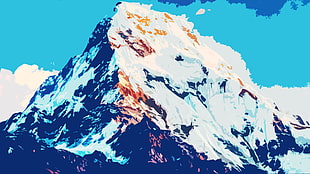 mountain covered with ice painting