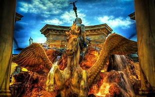 Fountain,  Pegasus,  City,  Hdr