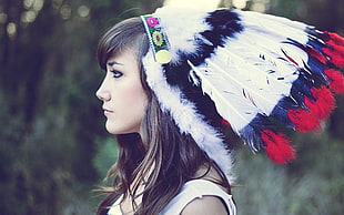 woman wearing tribal headdress HD wallpaper