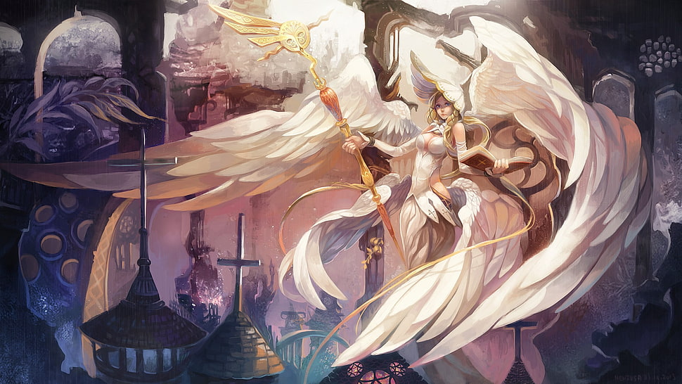 angel illustration, fantasy art, angel HD wallpaper