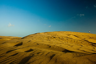 man in white shirt standing on desert