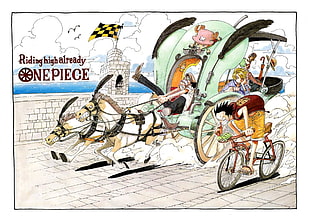 One Piece illustration, One Piece, Monkey D. Luffy, racing, Tony Tony Chopper HD wallpaper