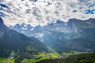 aerial view of mountain under cloudy sky, kandersteg