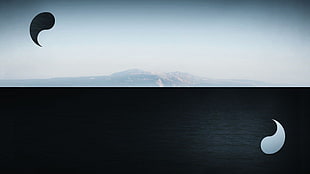 rectangular white wooden table top, Yin and Yang, nature HD wallpaper