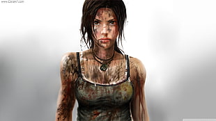 Tomb Raider illustration, Tomb Raider, drawing, video games, dirty