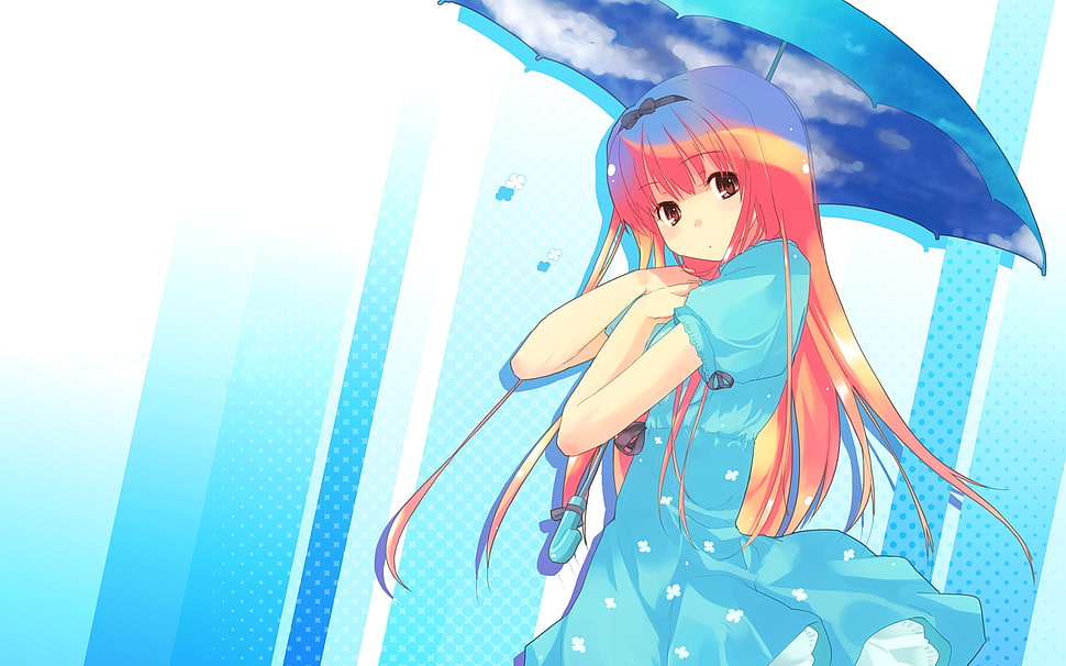 red-haired anime character illustration HD wallpaper