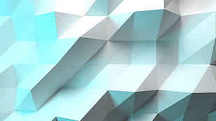 white and blue geometrical wallpaper, abstract, low poly HD wallpaper