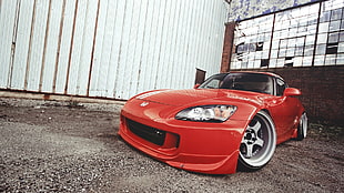 red coupe, Honda, s2000, Stance, car