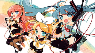 Hatsune Miku and two other vocaloids HD wallpaper