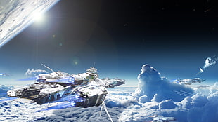 gray fighting ship, space, spaceship, Dreadnought, Star Citizen