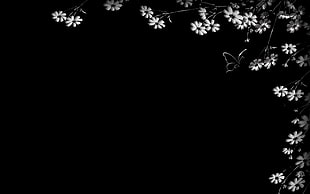 white and black flower illustration
