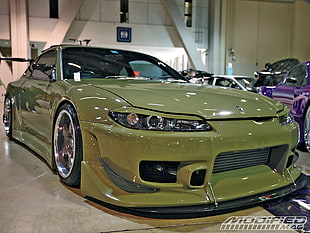 green coupe, Nissan, car, Silvia, S15